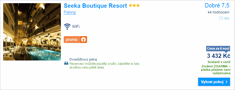 Seeka Boutique Resort, 3.432Kč