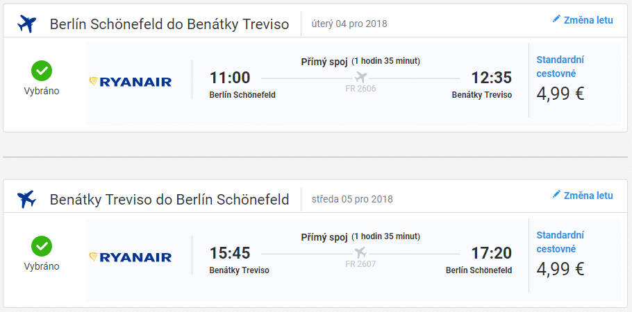 Berlín – Benátky, 4. až 5.12.2018 (Leteky Ryanair)