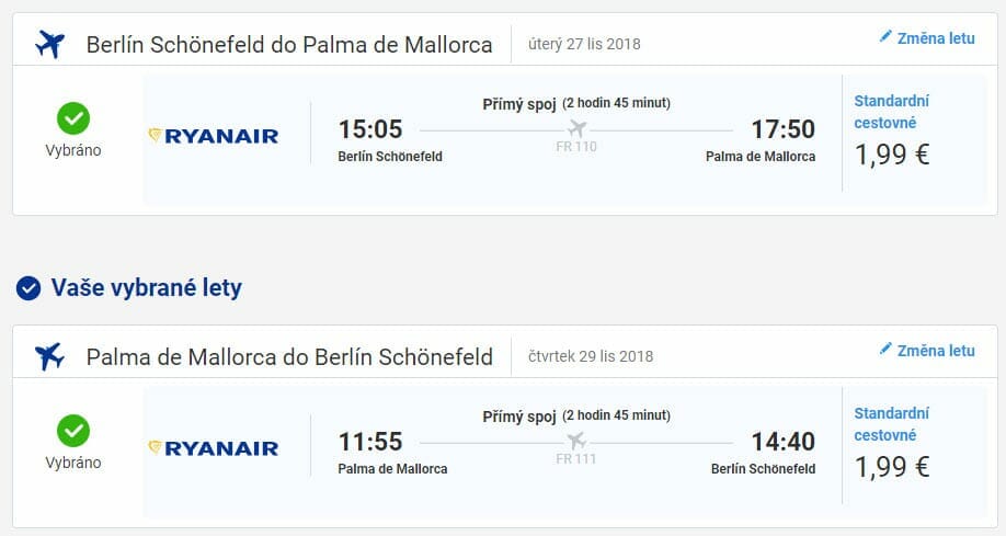 Berlín - Mallorca, 27. až 29.12.2018 (Letenky Ryanair)